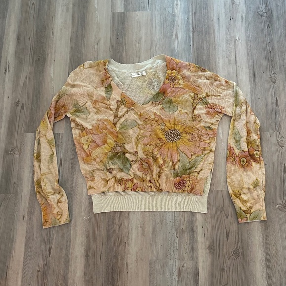 Floral Light Weight Anthropologie Sweater Size L - Picture 1 of 4